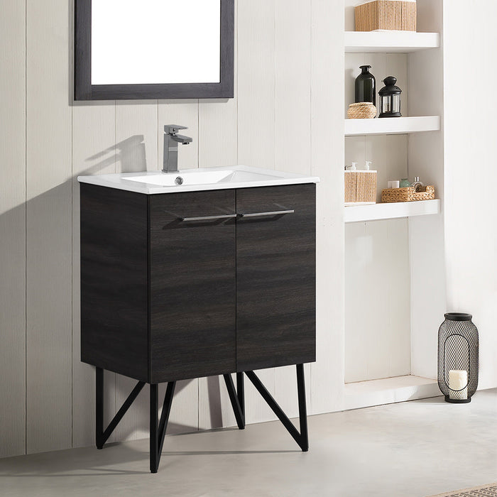 Swiss Madison Annecy 24 Single, Black Walnut, Two Doors, Bathroom Vanity - SM-BV222