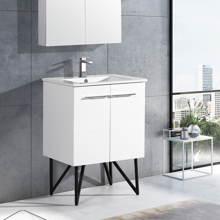 Swiss Madison Annecy 24 Single, Glossy White, Two Doors, Bathroom Vanity - SM-BV212