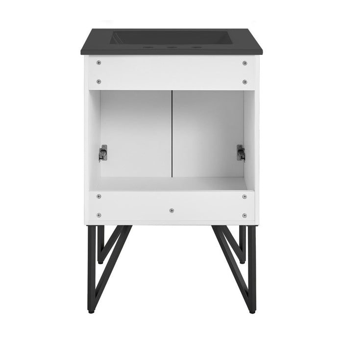 Swiss Madison Annecy 24 in. White Bathroom Vanity With Black, 3-Hole Ceramic Sink Top - SM-BV212-3MB