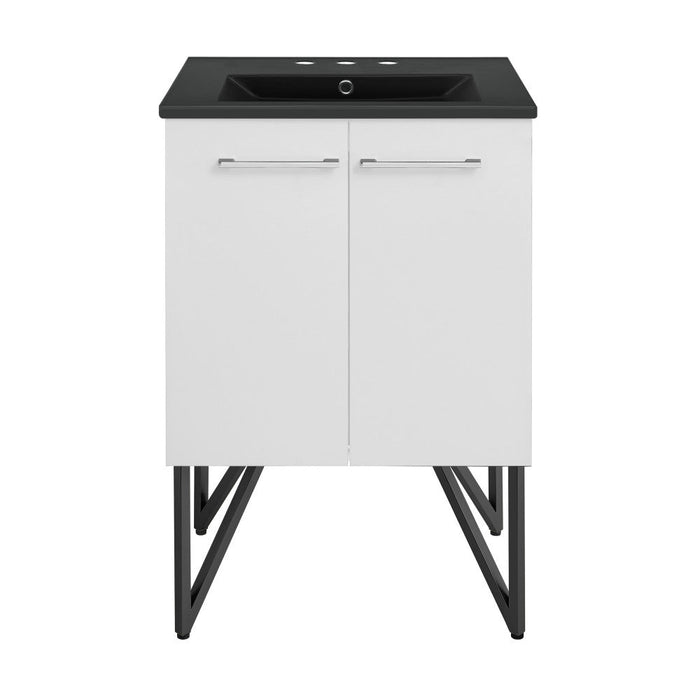 Swiss Madison Annecy 24 in. White Bathroom Vanity With Black, 3-Hole Ceramic Sink Top - SM-BV212-3MB