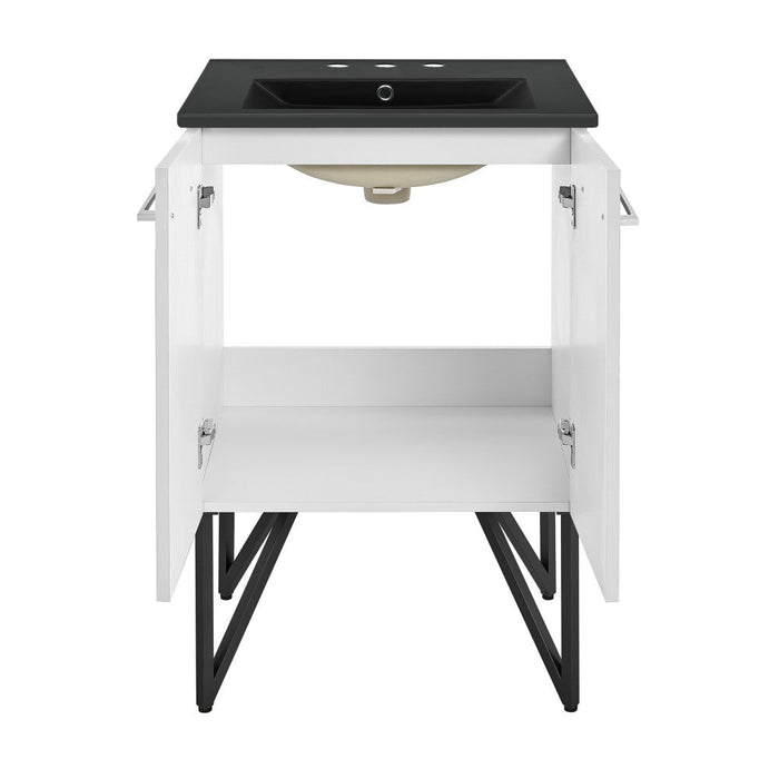 Swiss Madison Annecy 24 in. White Bathroom Vanity With Black, 3-Hole Ceramic Sink Top - SM-BV212-3MB