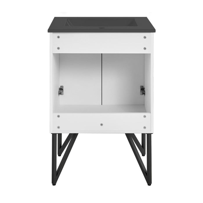 Swiss Madison Annecy 24 in. White Bathroom Vanity With Black Ceramic Sink Top - SM-BV212MB