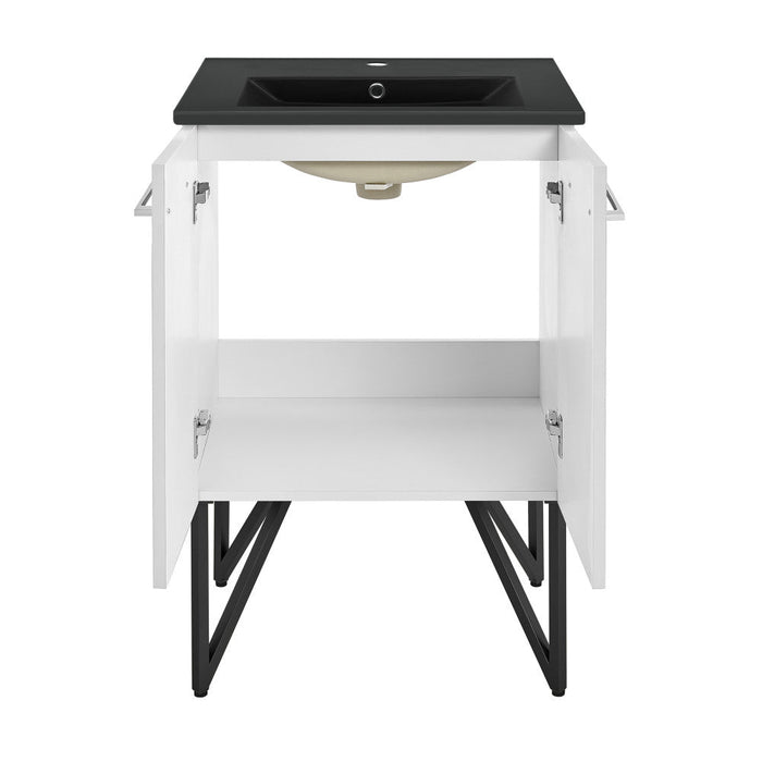 Swiss Madison Annecy 24 in. White Bathroom Vanity With Black Ceramic Sink Top - SM-BV212MB