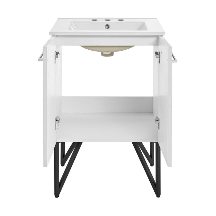 Swiss Madison Annecy 24 in. White Bathroom Vanity With White, 3-Hole Ceramic Sink Top - SM-BV212-3