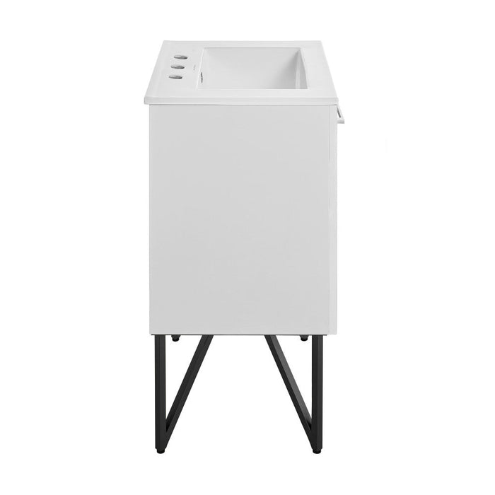 Swiss Madison Annecy 24 in. White Bathroom Vanity With White, 3-Hole Ceramic Sink Top - SM-BV212-3