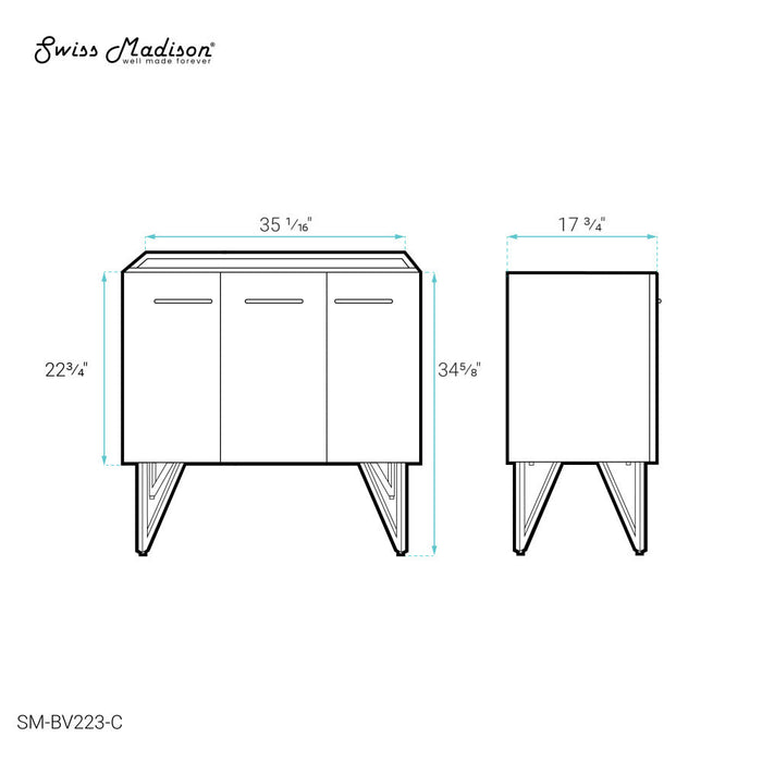 Swiss Madison Annecy 36" Bathroom Vanity in Black Walnut - Cabinet Only - SM-BV223-C