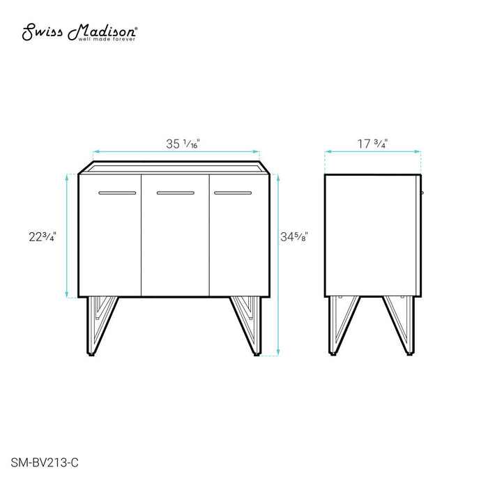 Swiss Madison Annecy 36" Bathroom Vanity in White - Cabinet Only - SM-BV213-C