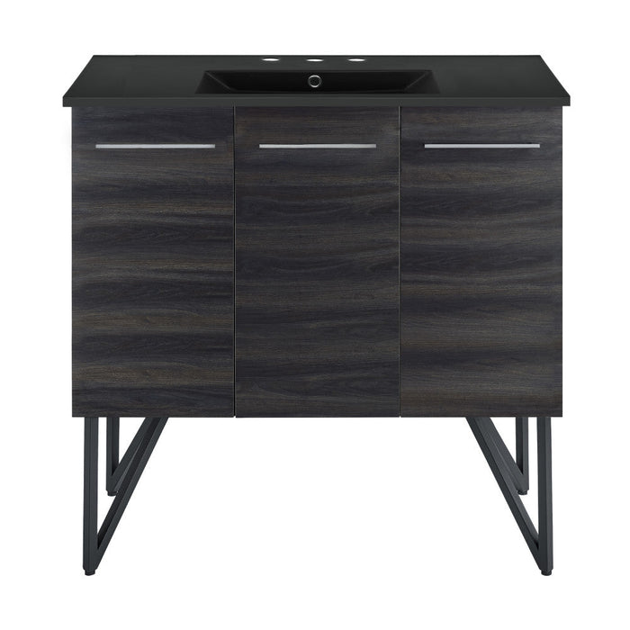 Swiss Madison Annecy 36 in. Black Walnut Bathroom Vanity With Black, 3-Hole Ceramic Sink Top - SM-BV223-3MB