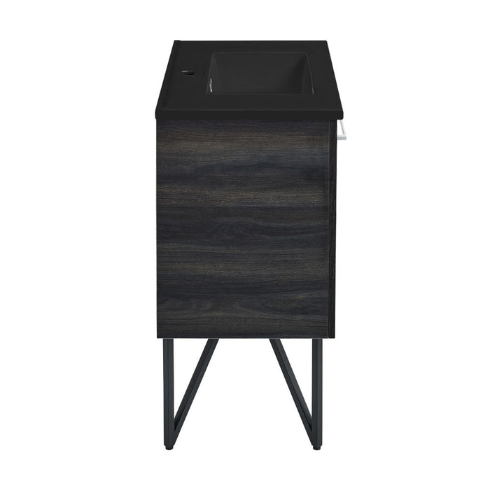 Swiss Madison Annecy 36 in. Black Walnut Bathroom Vanity With Black Ceramic Sink Top - SM-BV223MB