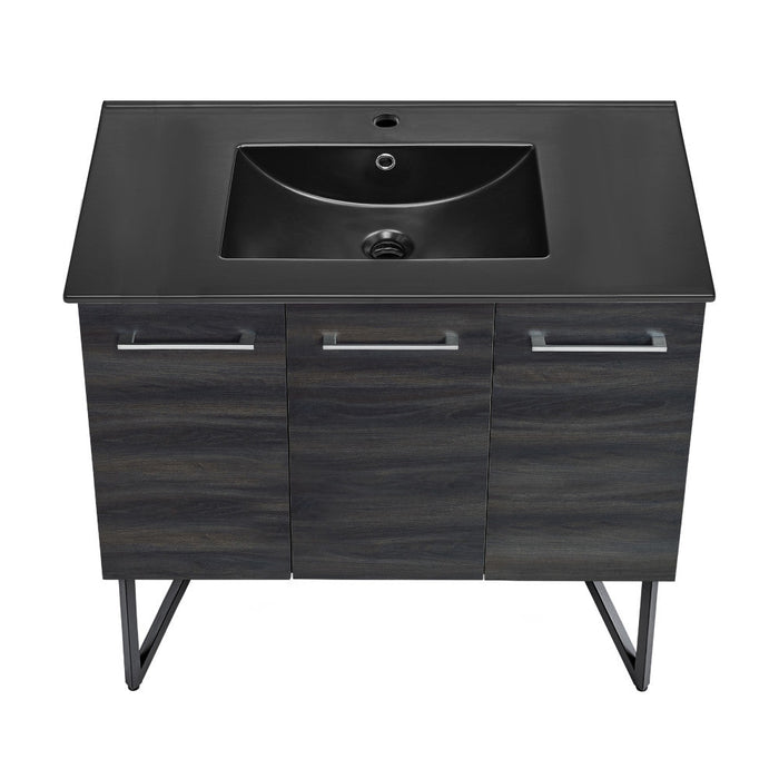 Swiss Madison Annecy 36 in. Black Walnut Bathroom Vanity With Black Ceramic Sink Top - SM-BV223MB