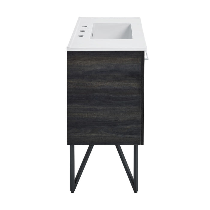 Swiss Madison Annecy 36 in. Black Walnut Bathroom Vanity With White, 3-Hole Ceramic Sink Top - SM-BV223-3