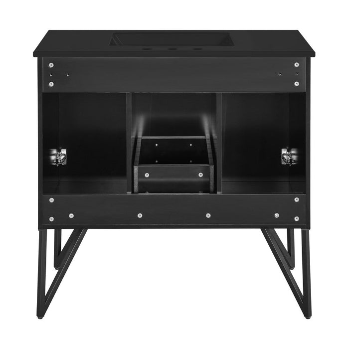 Swiss Madison Annecy 36 in. Phantom Black Bathroom Vanity With Black, 3-Hole Ceramic Sink Top - SM-BV261B-3MB