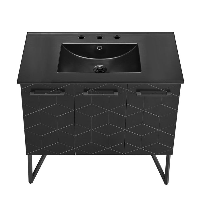 Swiss Madison Annecy 36 in. Phantom Black Bathroom Vanity With Black, 3-Hole Ceramic Sink Top - SM-BV261B-3MB