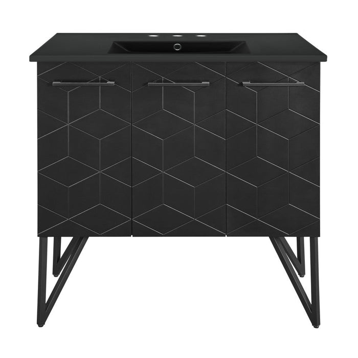 Swiss Madison Annecy 36 in. Phantom Black Bathroom Vanity With Black, 3-Hole Ceramic Sink Top - SM-BV261B-3MB