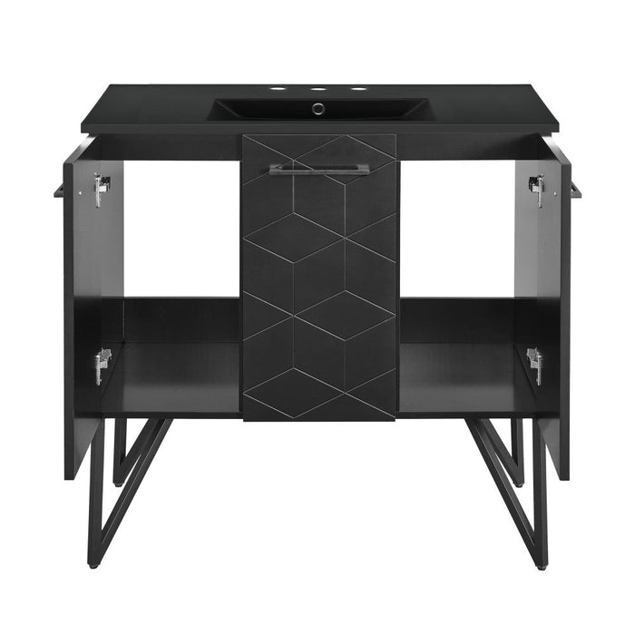 Swiss Madison Annecy 36 in. Phantom Black Bathroom Vanity With Black, 3-Hole Ceramic Sink Top - SM-BV261B-3MB