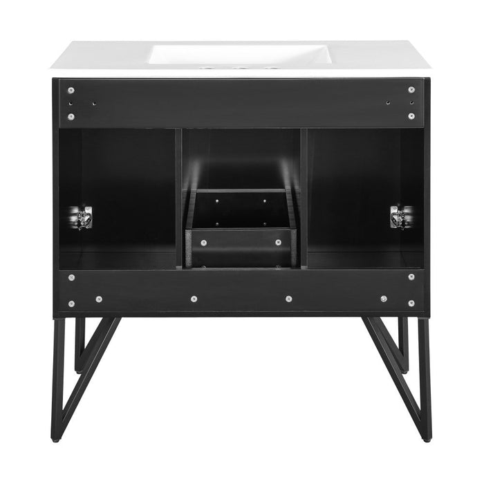 Swiss Madison Annecy 36 in. Phantom Black Bathroom Vanity With White, 3-Hole Ceramic Sink Top - SM-BV261B-3