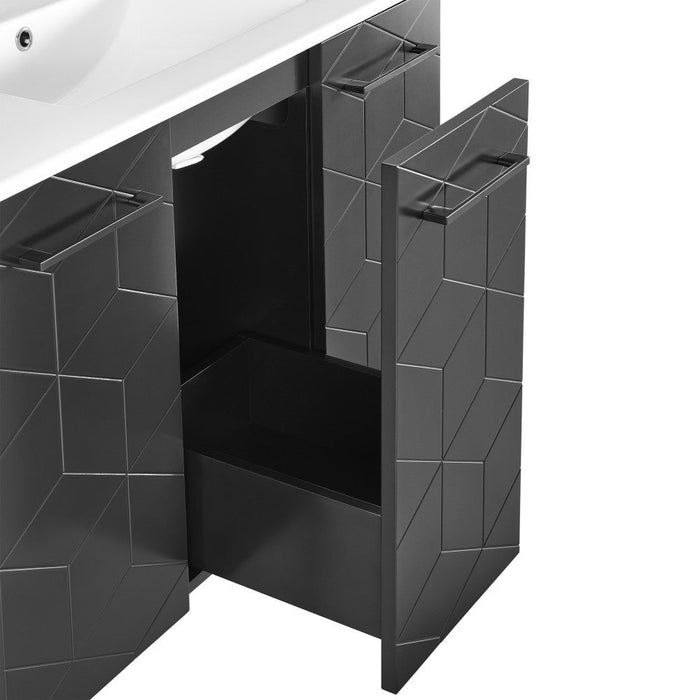 Swiss Madison Annecy 36 in. Phantom Black Bathroom Vanity With White, 3-Hole Ceramic Sink Top - SM-BV261B-3