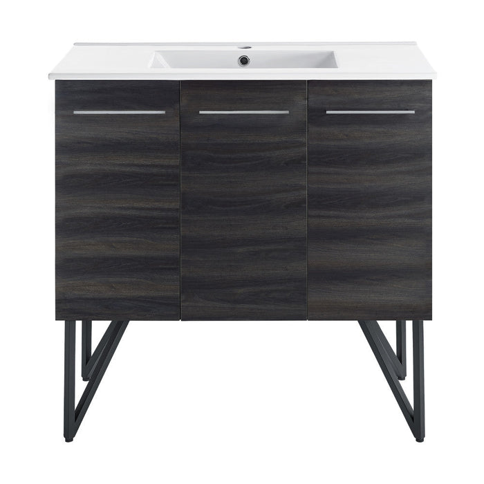 Swiss Madison Annecy 36 Single, Black Walnut, Two Doors, One Drawer, Bathroom Vanity - SM-BV223