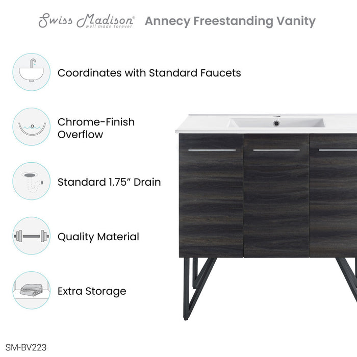 Swiss Madison Annecy 36 Single, Black Walnut, Two Doors, One Drawer, Bathroom Vanity - SM-BV223