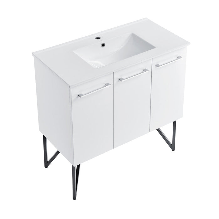 Swiss Madison Annecy 36 Single, Glossy White, Two Doors, One Drawer, Bathroom Vanity - SM-BV213