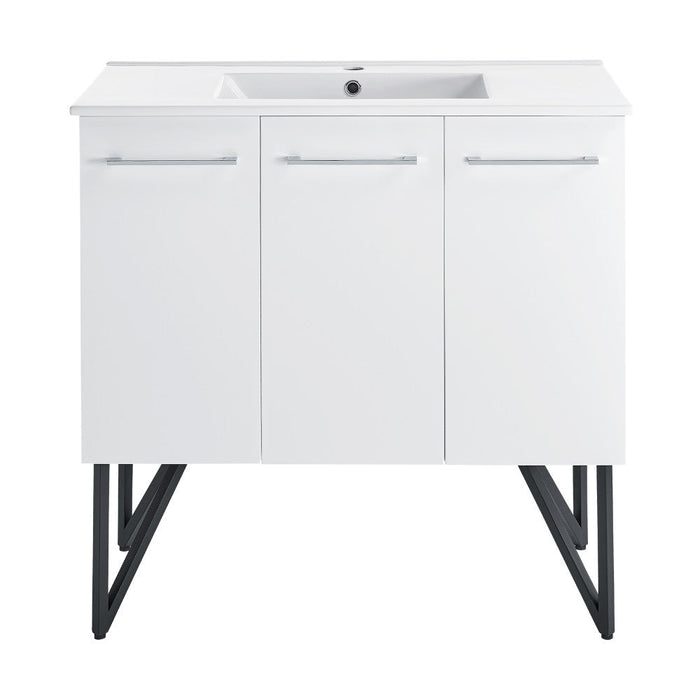 Swiss Madison Annecy 36 Single, Glossy White, Two Doors, One Drawer, Bathroom Vanity - SM-BV213