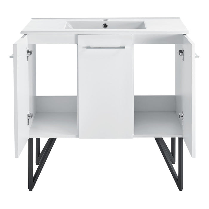 Swiss Madison Annecy 36 Single, Glossy White, Two Doors, One Drawer, Bathroom Vanity - SM-BV213