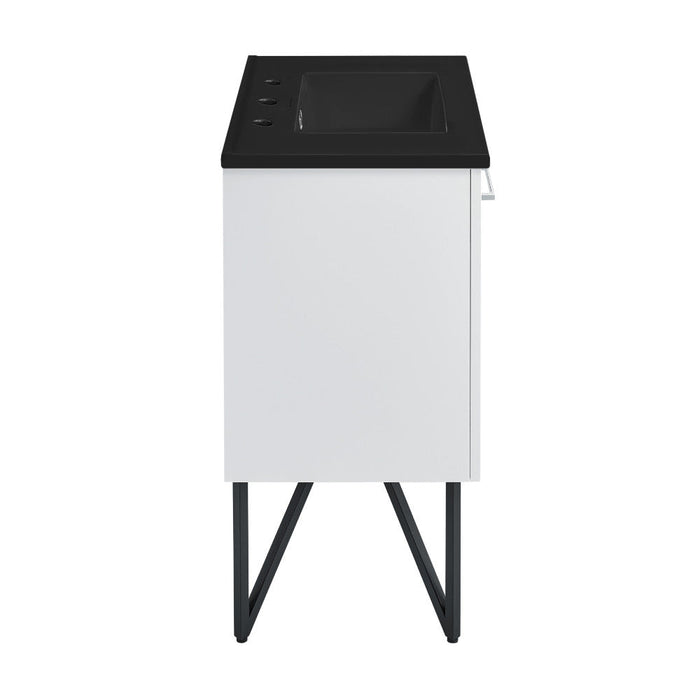 Swiss Madison Annecy 36 in. White Bathroom Vanity With Black, 3-Hole Ceramic Sink Top - SM-BV213-3MB