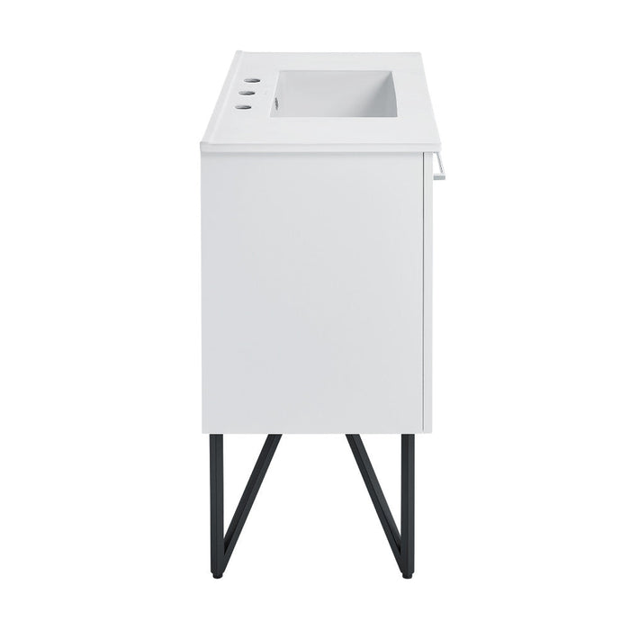 Swiss Madison Annecy 36 in. White Bathroom Vanity With White, 3-Hole Ceramic Sink Top - SM-BV213-3