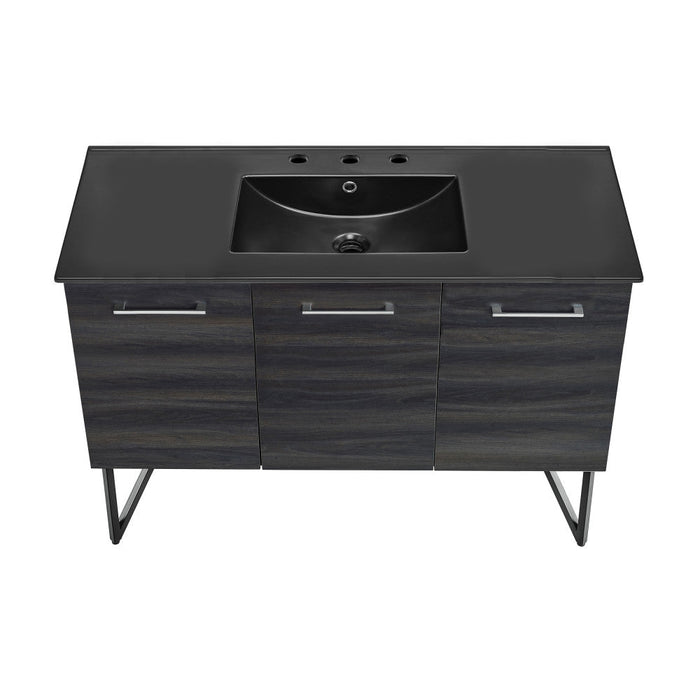 Swiss Madison Annecy 48 in. Black Walnut Bathroom Vanity With Black, 3-Hole Ceramic Sink Top - SM-BV224-3MB