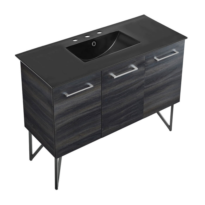 Swiss Madison Annecy 48 in. Black Walnut Bathroom Vanity With Black, 3-Hole Ceramic Sink Top - SM-BV224-3MB