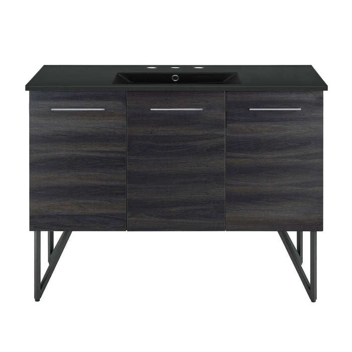 Swiss Madison Annecy 48 in. Black Walnut Bathroom Vanity With Black, 3-Hole Ceramic Sink Top - SM-BV224-3MB