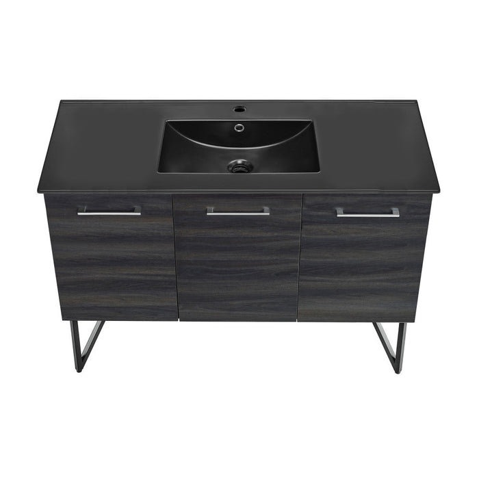 Swiss Madison Annecy 48 in. Black Walnut Bathroom Vanity With Black Ceramic Sink Top - SM-BV224MB