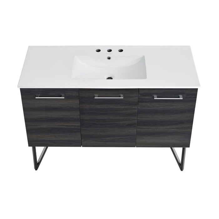 Swiss Madison Annecy 48 in. Black Walnut Bathroom Vanity With White, 3-Hole Ceramic Sink Top - SM-BV224-3