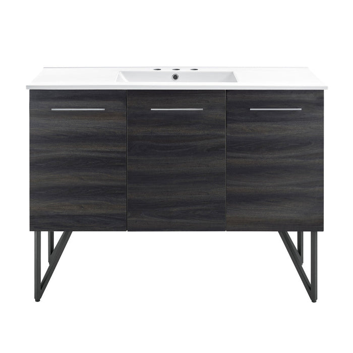 Swiss Madison Annecy 48 in. Black Walnut Bathroom Vanity With White, 3-Hole Ceramic Sink Top - SM-BV224-3