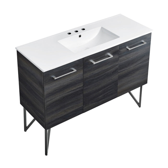 Swiss Madison Annecy 48 in. Black Walnut Bathroom Vanity With White, 3-Hole Ceramic Sink Top - SM-BV224-3