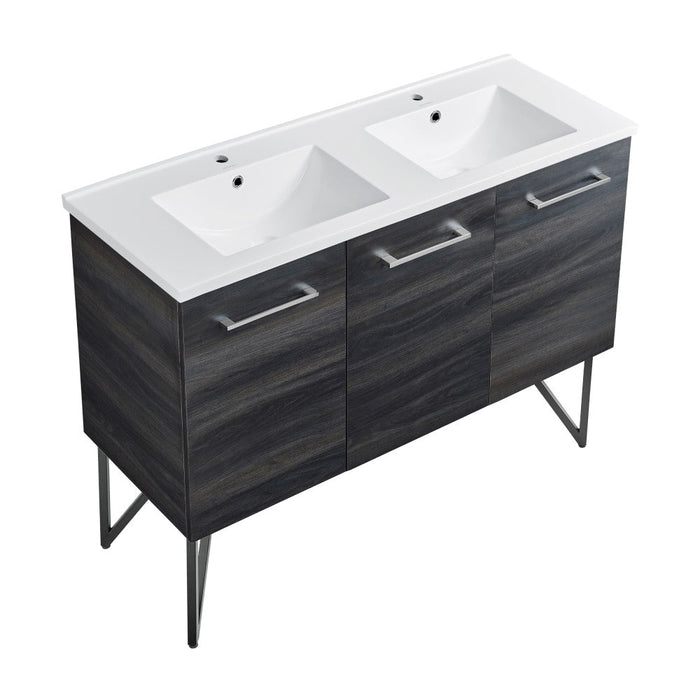 Swiss Madison Annecy 48 in. Black Walnut, Double Basin Bathroom Vanity With White Ceramic Sink Top - SM-BV224D