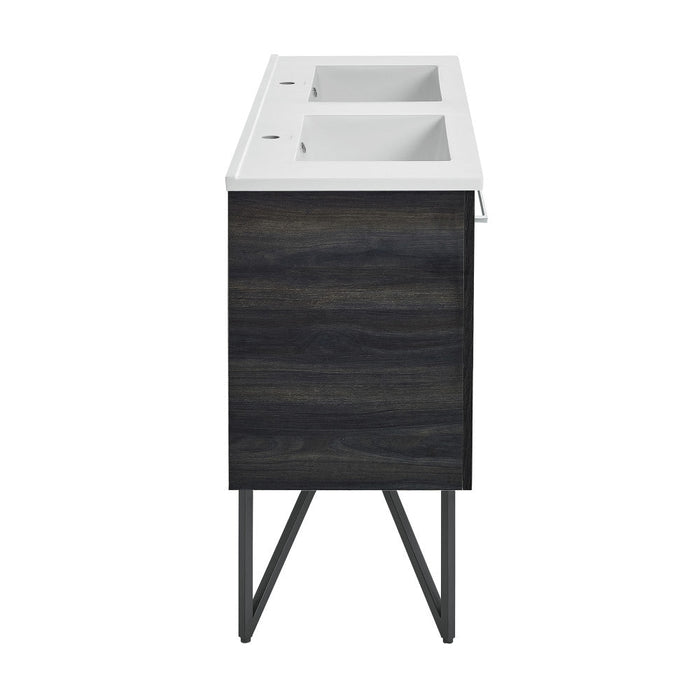 Swiss Madison Annecy 48 in. Black Walnut, Double Basin Bathroom Vanity With White Ceramic Sink Top - SM-BV224D