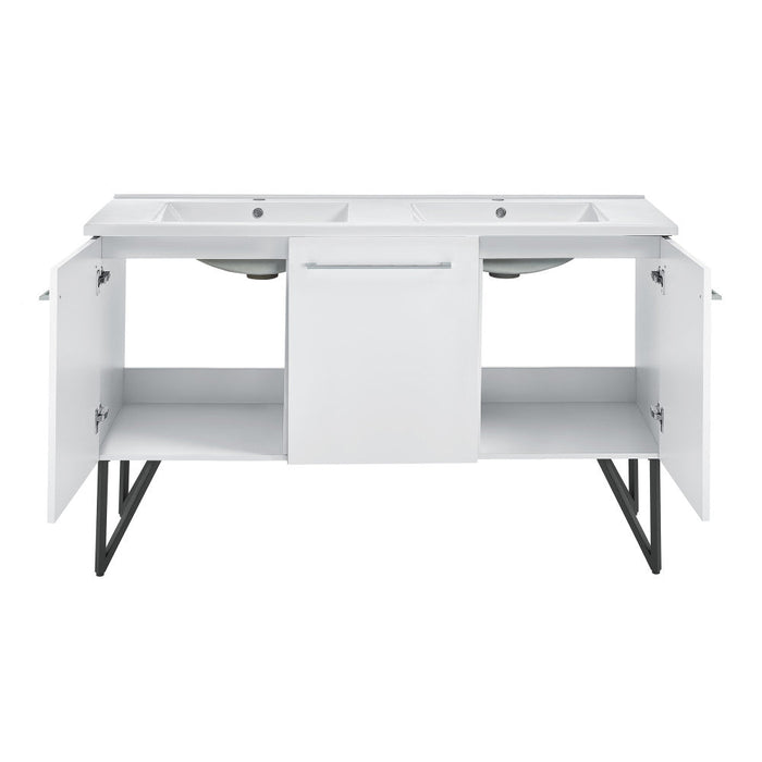 Swiss Madison Annecy 60 Double, Glossy White, Two Doors, One Drawer, Bathroom Vanity - SM-BV216