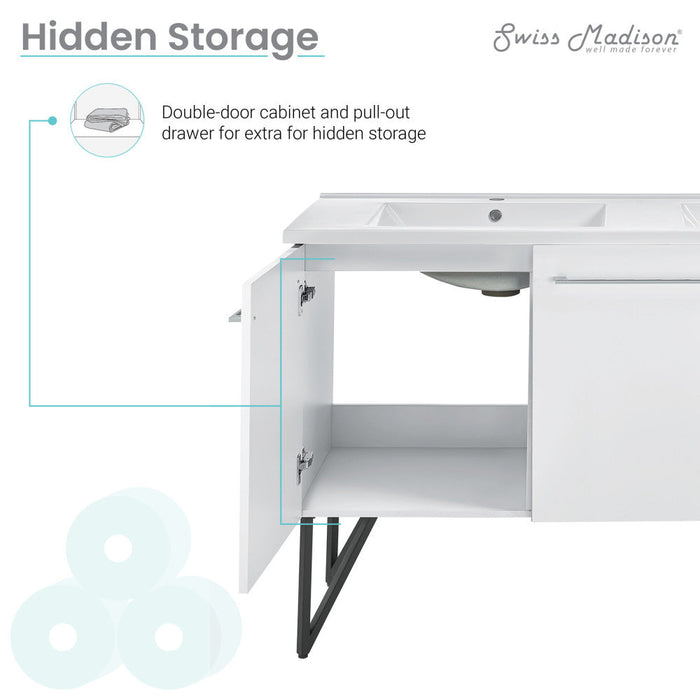 Swiss Madison Annecy 60 Double, Glossy White, Two Doors, One Drawer, Bathroom Vanity - SM-BV216