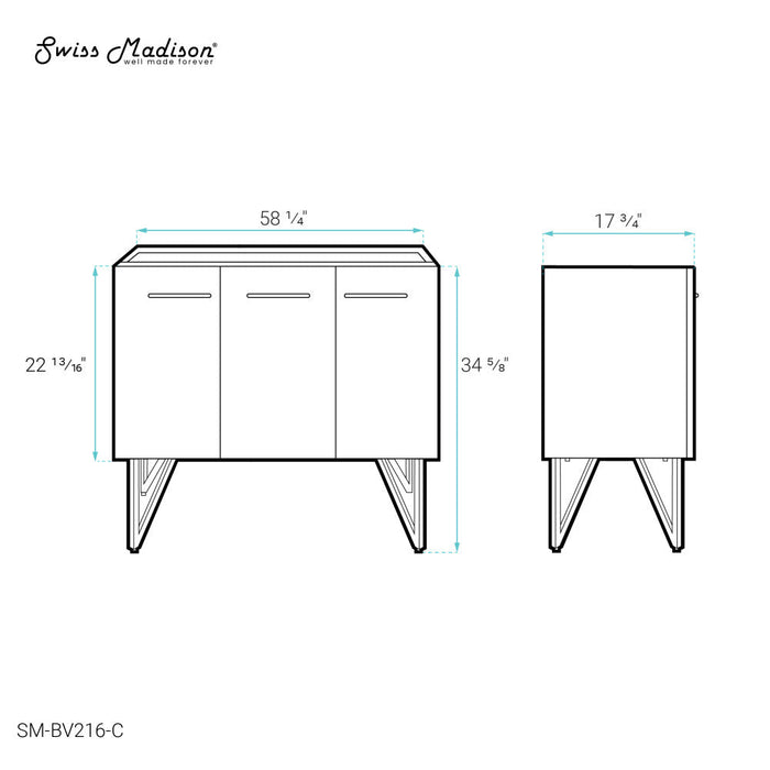 Swiss Madison Annecy 60 Glossy White Bathroom Vanity Cabinet Only (SM-BV216) - SM-BV216-C