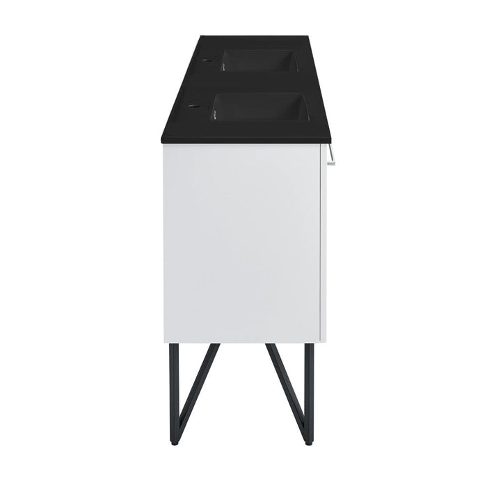 Swiss Madison Annecy 60 in. White, Double Basin Bathroom Vanity With Black Artificial Stone Sink Top - SM-BV216DMB