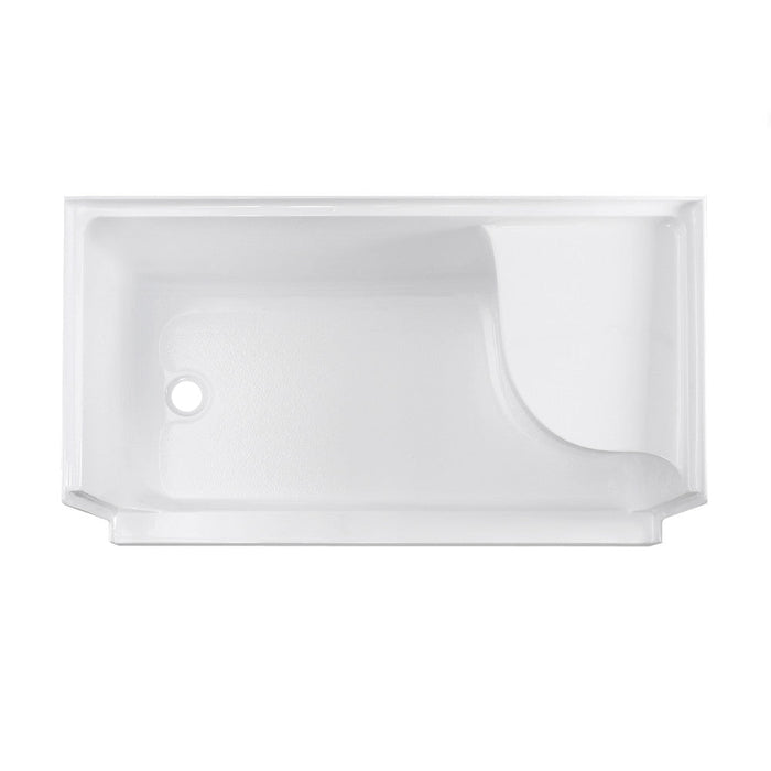 Swiss Madison Aquatique 60" x 32" Single Threshold Shower Base With Left Hand Drain and Integral Right Hand Seat in White - SM-SB537W