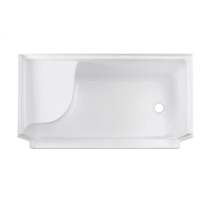 Swiss Madison Aquatique 60" x 32" Single Threshold Shower Base With Right Hand Drain and Integral Left Hand Seat in White - SM-SB538W