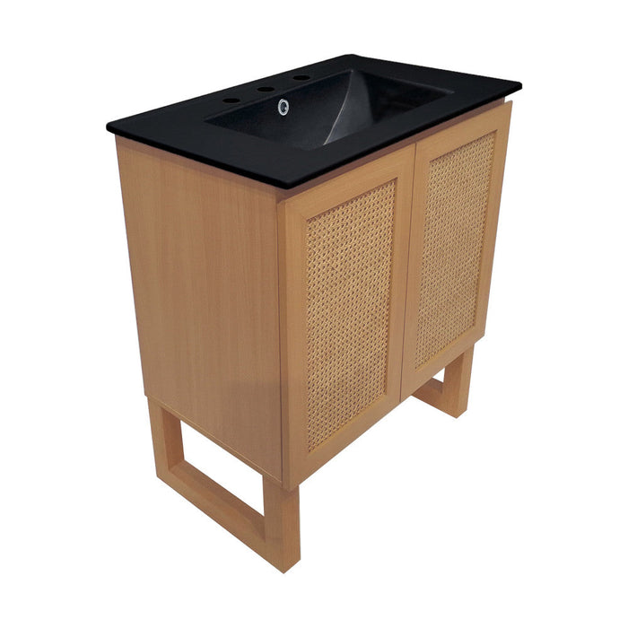 Swiss Madison Arles 30 in. Natural Oak Bathroom Vanity With Black, 3-Hole Ceramic Sink Top - SM-BV810-3MB