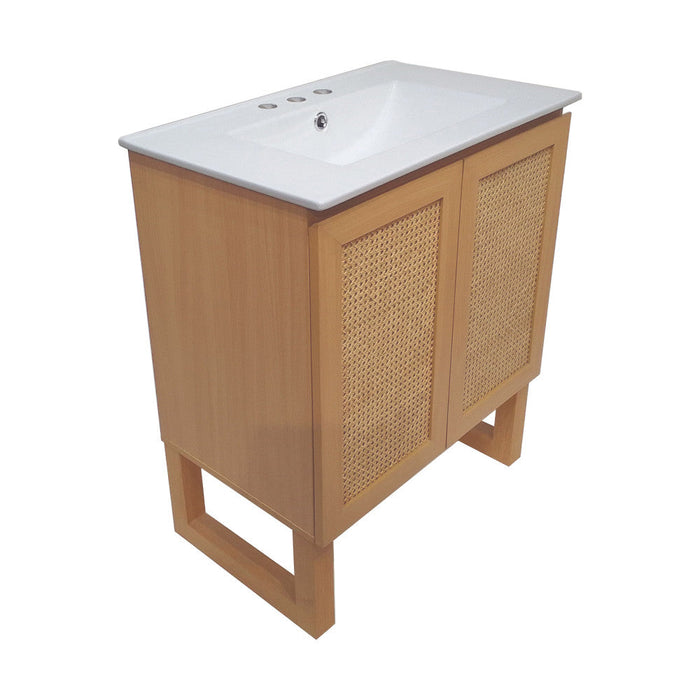 Swiss Madison Arles 30 in. Natural Oak Bathroom Vanity With White, 3-Hole Ceramic Sink Top - SM-BV810-3