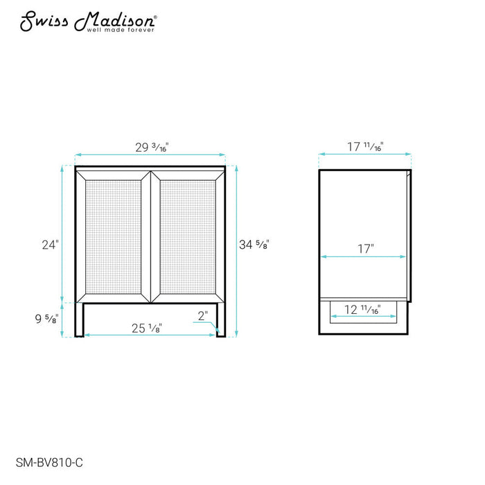 Swiss Madison Arles 30 Single, Bathroom Vanity in Honey Cabinet - SM-BV810-C