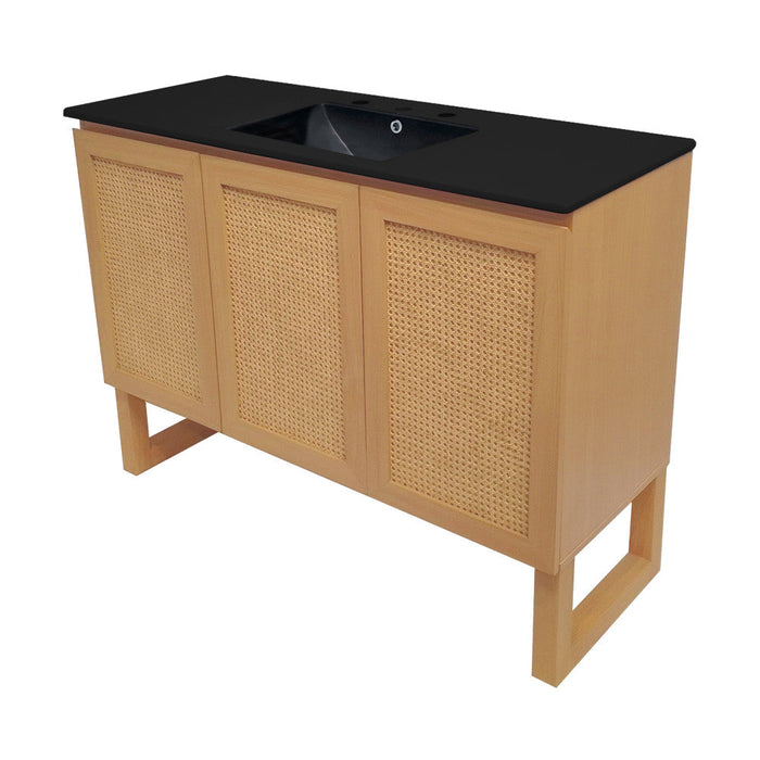 Swiss Madison Arles 48 in. Natural Oak Bathroom Vanity With Black, 3-Hole Ceramic Sink Top - SM-BV811-3MB