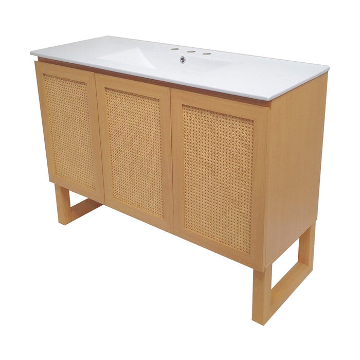 Swiss Madison Arles 48 in. Natural Oak Bathroom Vanity With White, 3-Hole Ceramic Sink Top - SM-BV811-3