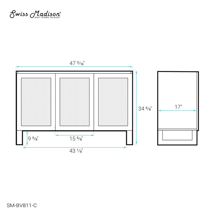 Swiss Madison Arles 48 Single, Bathroom Vanity in Honey Cabniet- Cabinet - SM-BV811-C