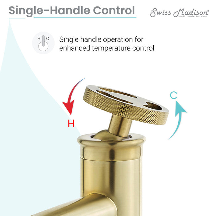 Swiss Madison Avallon Single Hole, Single-Handle Wheel, High Arc Bathroom Faucet in Brushed Gold - SM-BF81BG